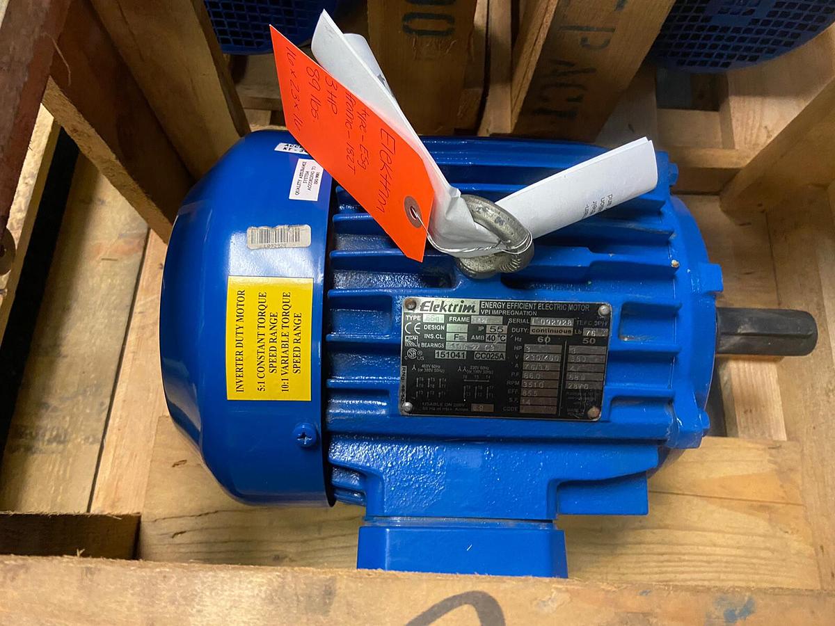 Used ELEKTRIM,ESg 182T,3HP ELECTRIC MOTOR 3510RPM 230/460V  3PH
