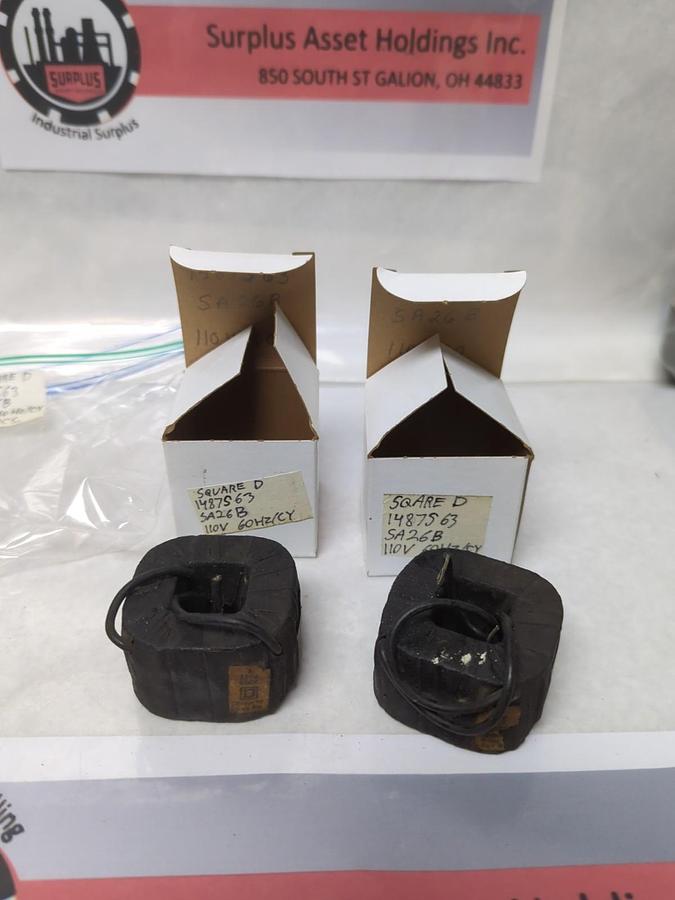 Used SQUARE D,14B7S63,COIL 110V 60HZ/CY LOT OF 2 PRE-OWNED