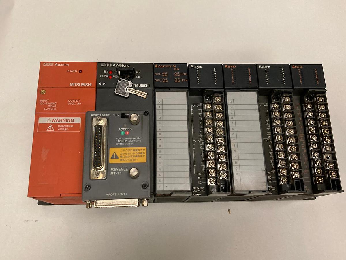 Used Mitsubishi,A1S61PN A1SHCPU A1S64TCTT-S1 A1SX80 A1SY10 PLC,Rack Assembly