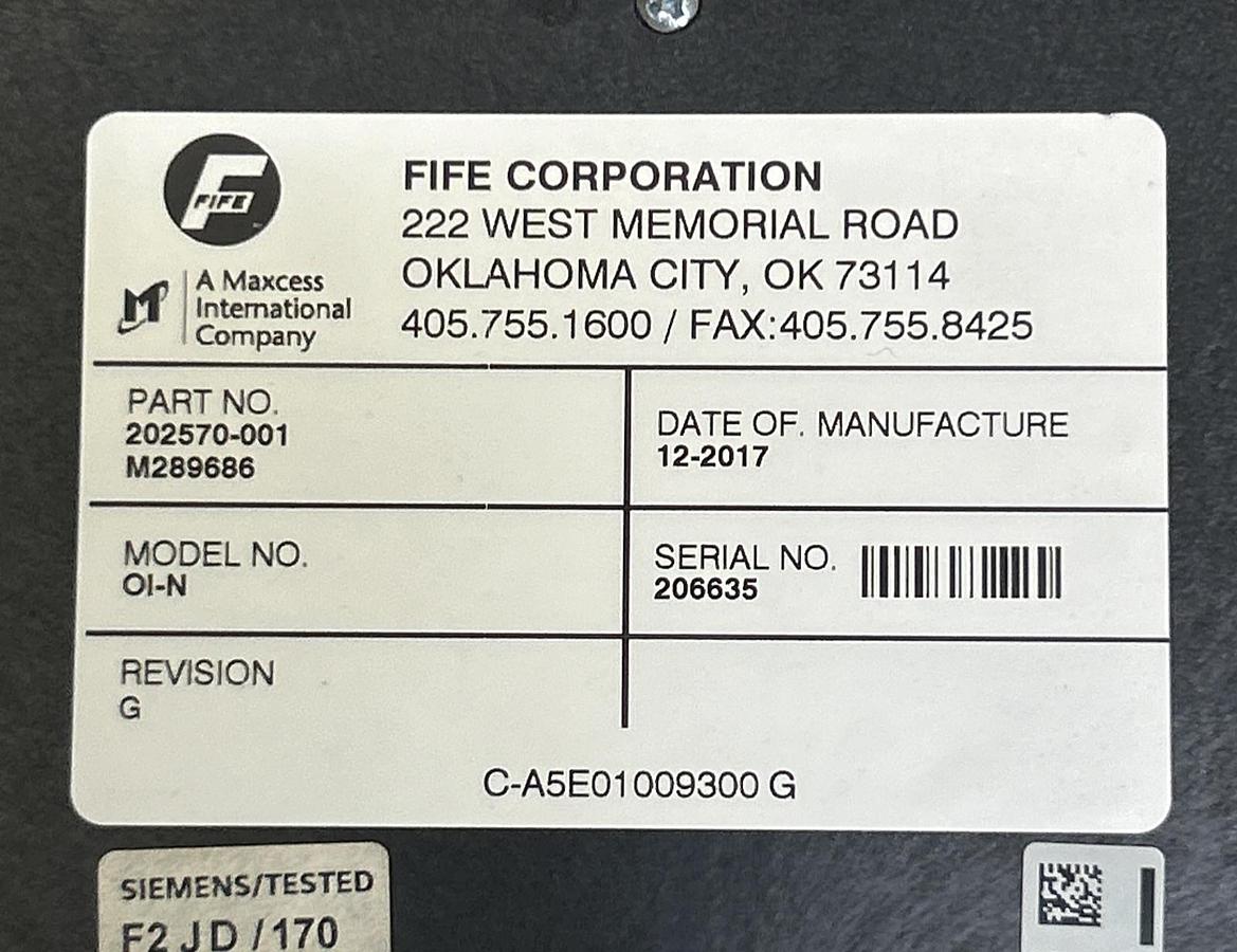 Used FIFE CORP,202570-001,WEB GUIDE CONTROLLER OPERATOR INTERFACE