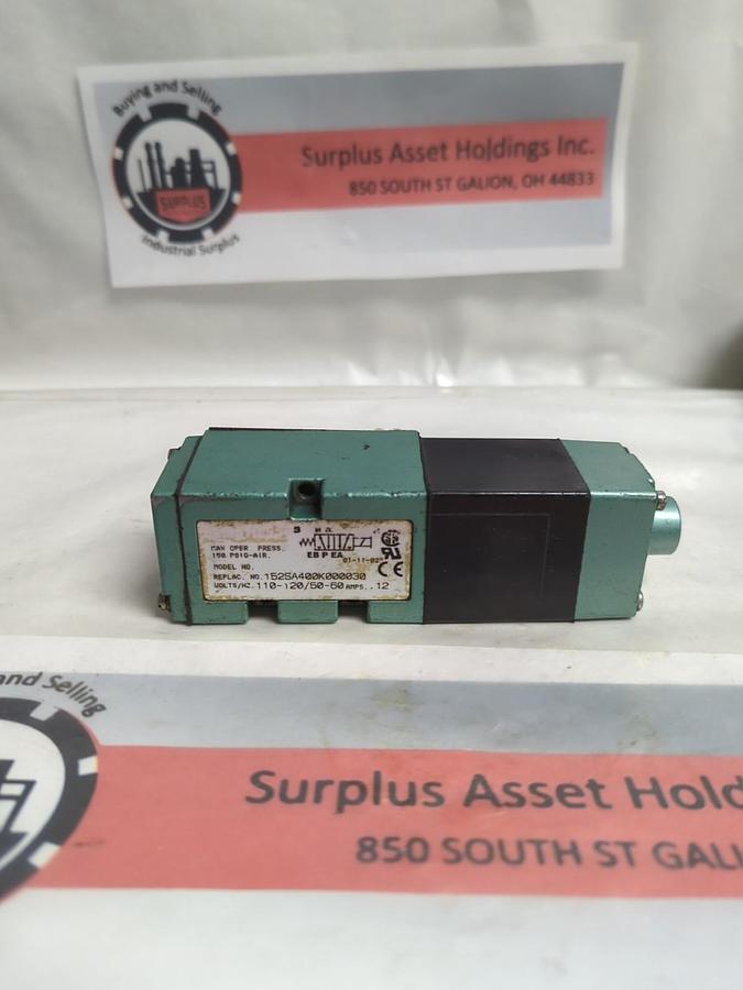 Used NUMATICS,152SA400K000030,SOLENOID VALVE 110-120 50/60 HZ AMPS. 12 PRE-OWNED