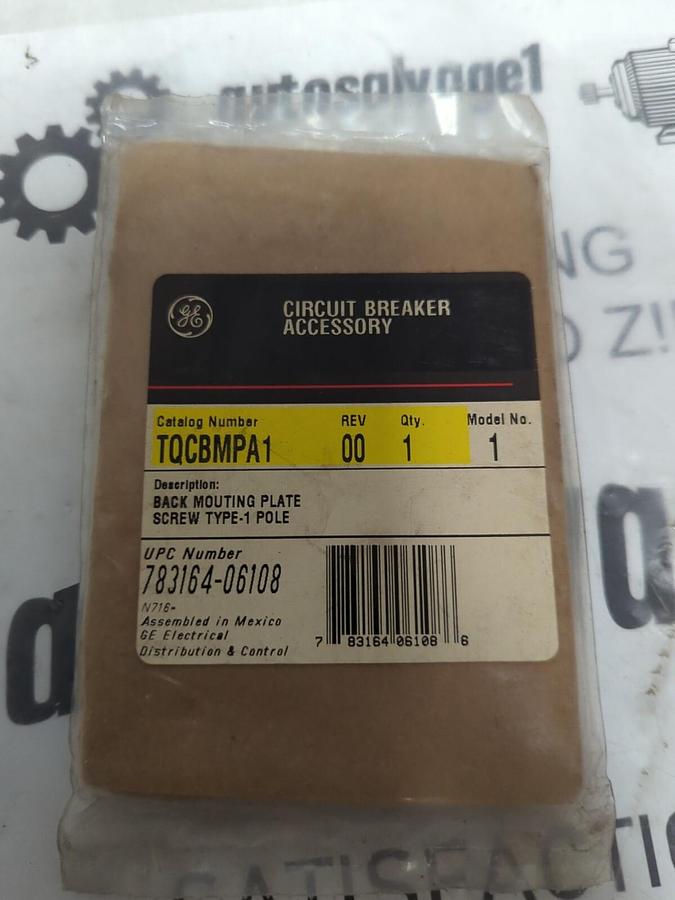 GE,TQCBMPA1,BACK MOUNTING PLATE SCREW TYPE 1 POLE NEW