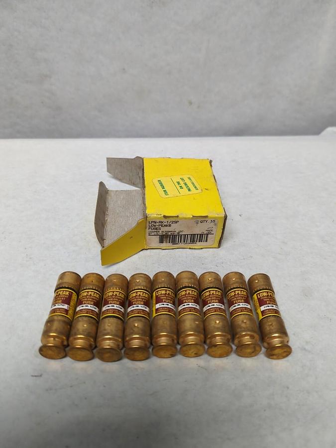 COOPER BUSSMANN,LPN-RK-1/2SP,LOW-PEAK 1/2 AMP FUSES BOX OF 9 NOS