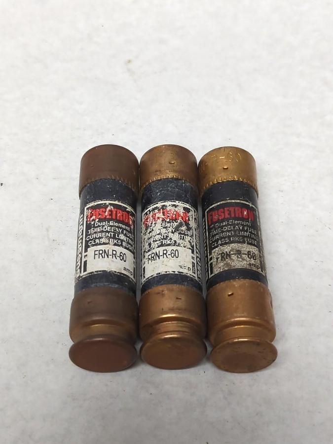 Used COOPER BUSSMANN,FRN-R-60,FUSETRON 60 AMP FUSE LOT OF 3 PRE-OWNED