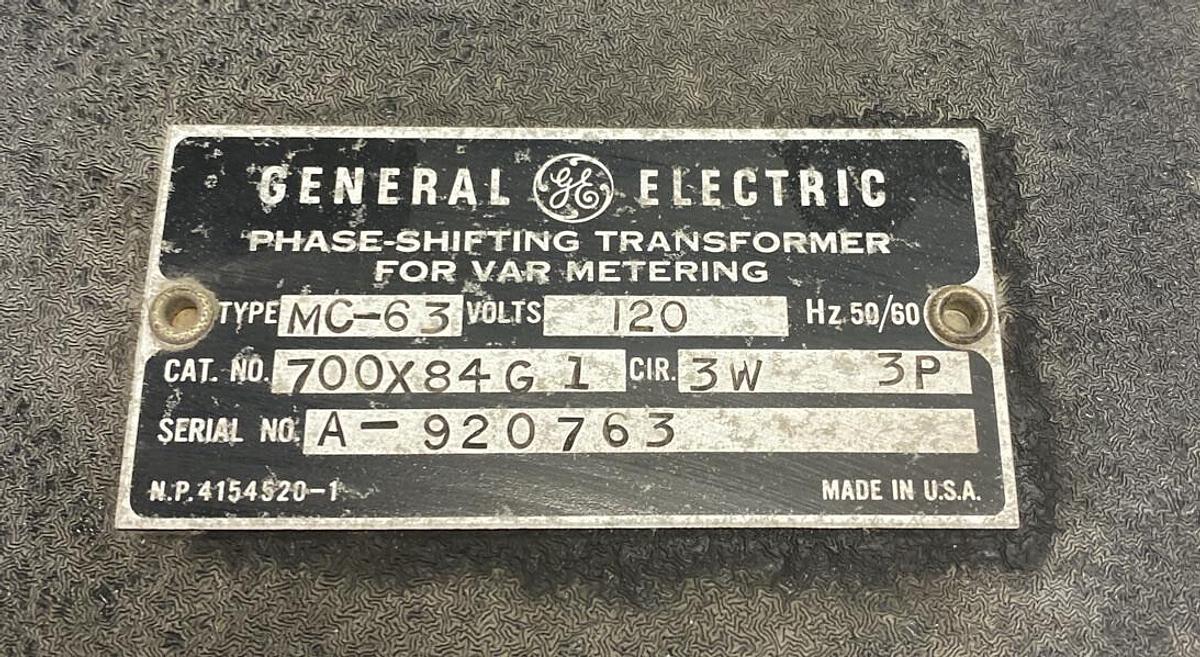 General Electric,MC-63 700X84-G1,Phase Shifting Transformer 120V