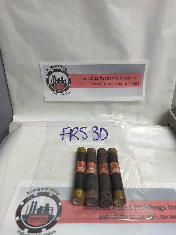 Used COOPER BUSSMANN,FRS-30,FUSETRON 30 AMP FUSE LOT OF 4 PRE-OWNED