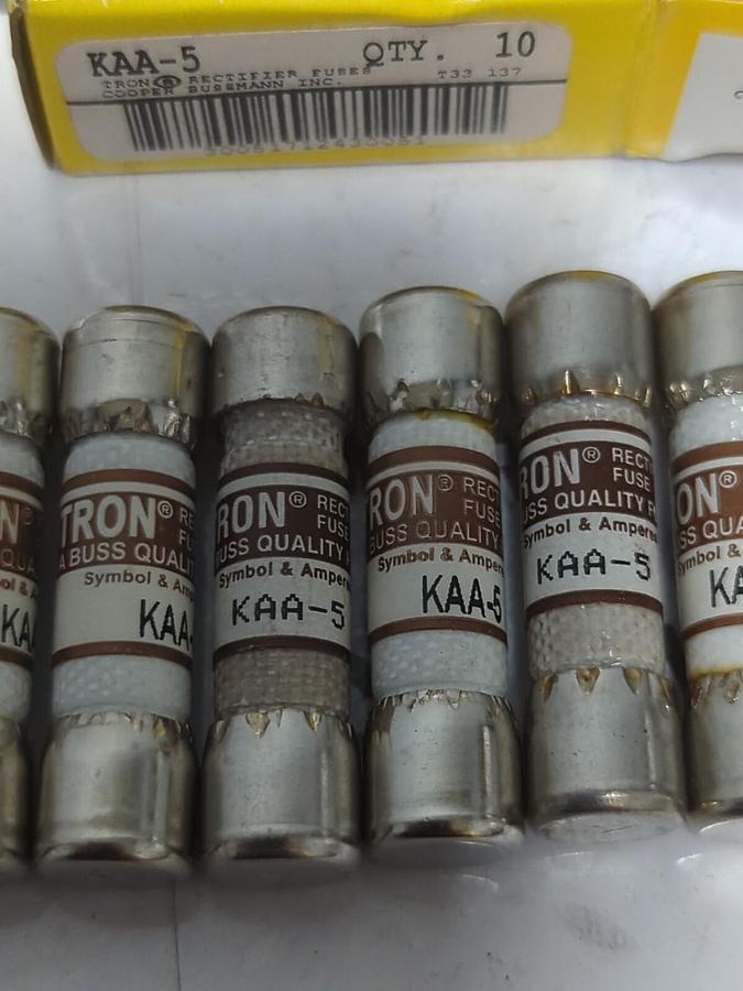 COOPER BUSSMANN,KAA-5,TRON 5 AMP FUSES BOX OF 10 NEW