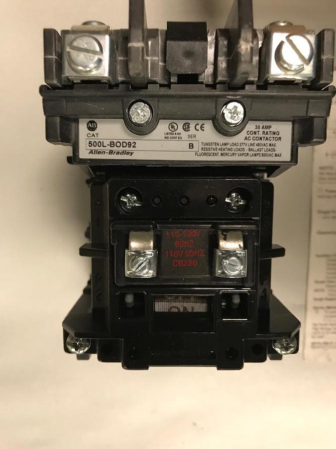 Allen Bradley,500L-BOD92,AC Lighting Contactor 30A 115V NEW