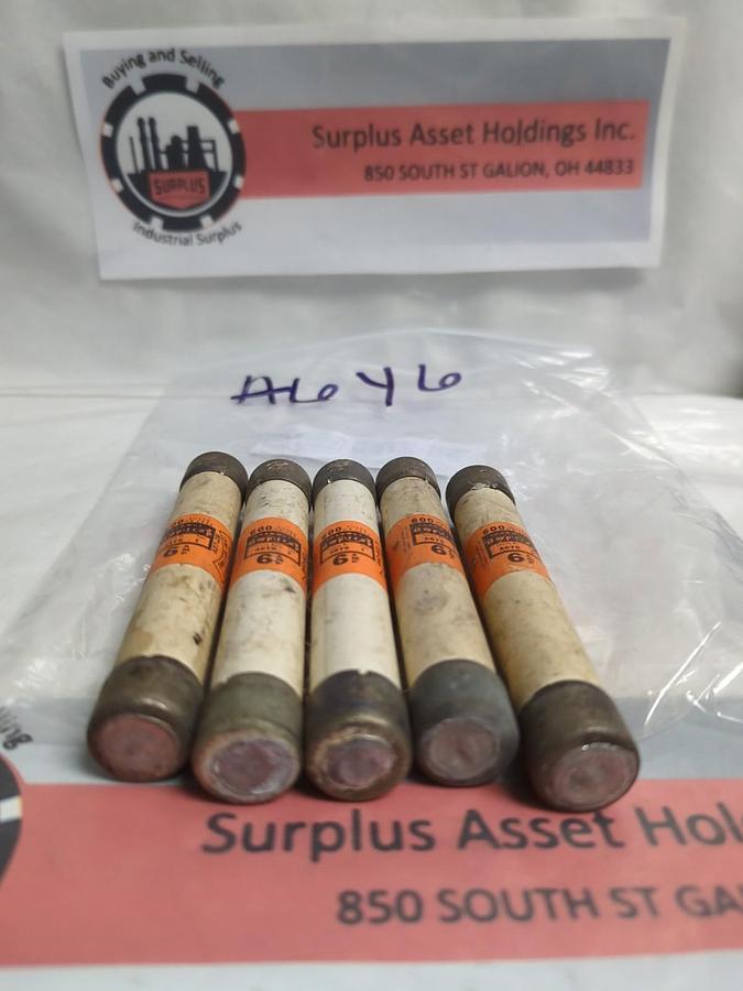 Used SHAWMUT,A6Y6,AMP-TRAP 6 AMP FUSE LOT OF 5 PRE-OWNED