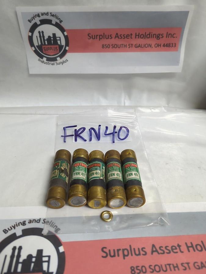 Used COOPER BUSSMANN,FRN-40,FUSETRON 40 AMP FUSE LOT OF 5 PRE-OWNED