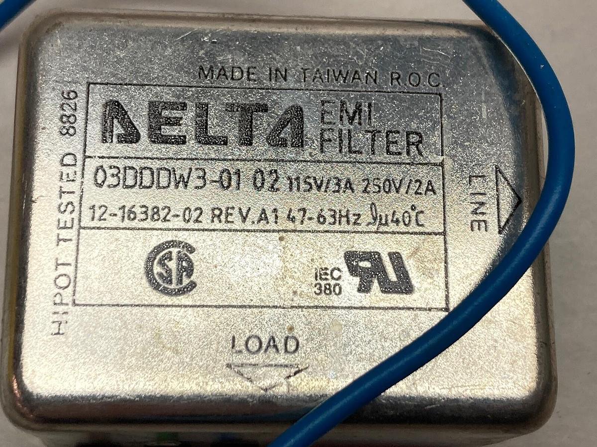 Used Delta,03DDDW3-01 02,EMI Filter 115V/3A 250V/2A