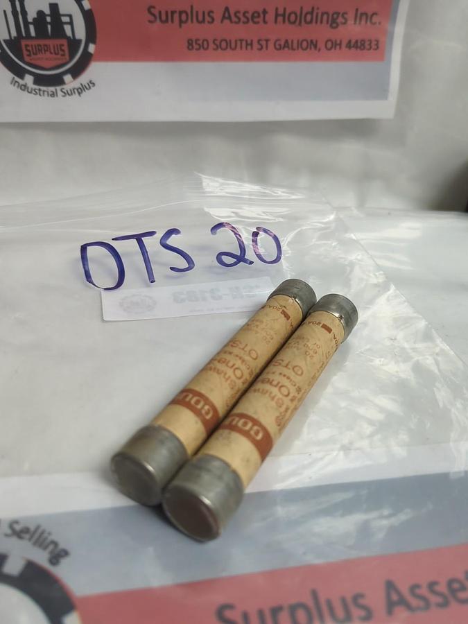 Used GOULD SHAWMUT,OTS 20,ONE-TIME 20 AMP FUSE LOT OF 2 PRE-OWNED
