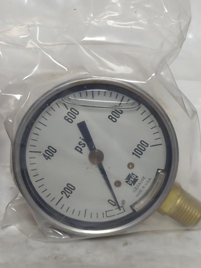 USG/AMTEK,P 555 LG,PRESSURE GAUGE 1/4 INCH BOTTOM CONNECTION 1000PSI NOS