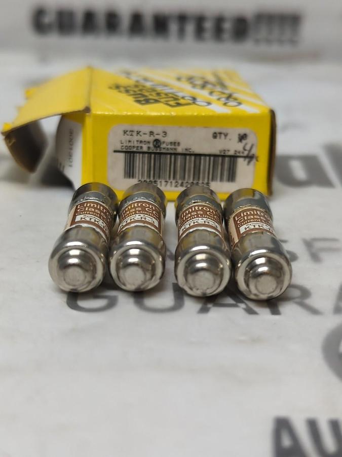 COOPER BUSSMANN,KTK-R-3,LIMITRON 3 AMP FUSES BOX OF 4 FUSES NOS