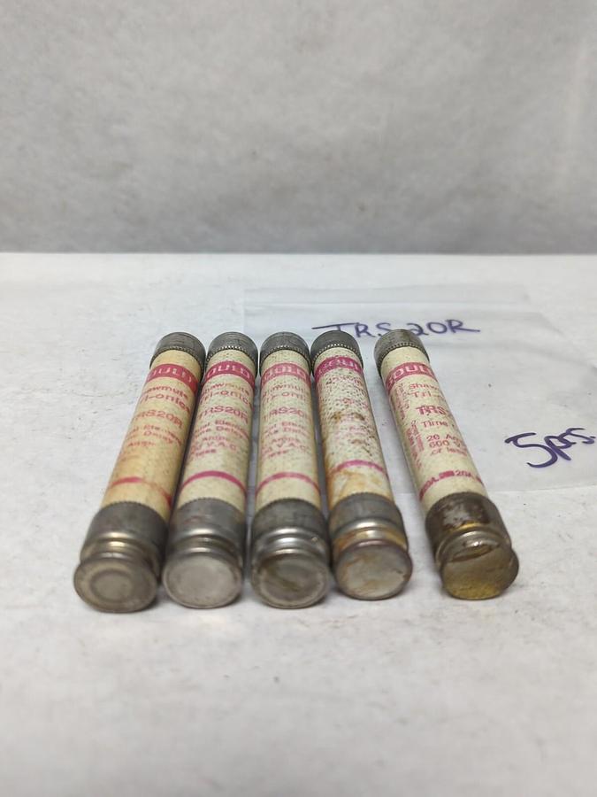 Used GOULD SHAWMUT,TRS20R,TRI-ONIC 20 AMP FUSE LOT OF 5 PRE-OWNED