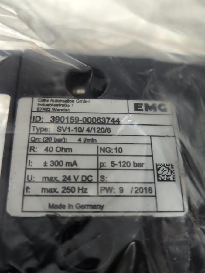 EMG,390159-00063744,TYPE SV1-10/4/120/6 SERVO VALVE 40OHM 5-120 BAR24VDC 250HZ