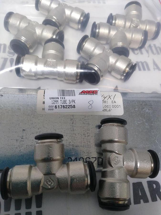 UNBRANDED,61762258,TUBE UNION TEE 12MM PUSH-TO-CONNECT LOT OF 8 NOS
