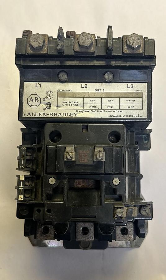 Used ALLEN-BRADLEY,509-D0D,NON-REVERSING STARTER SIZE 3 90A 600V