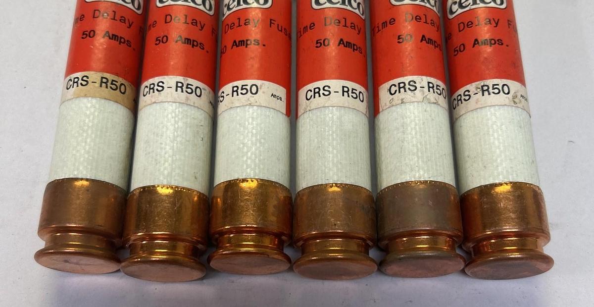 Used CEFCO,CRS-R50,TIME DELAY FUSE 50A 600V LOT OF 6