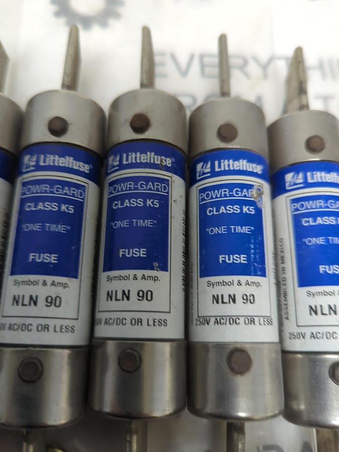 LITTELFUSE,NLN90,CLASS K5 ONE-TIME FUSES 90 AMP LOT OF 6 NOS