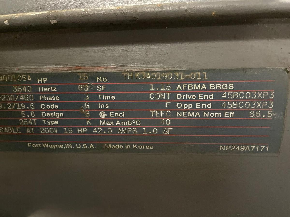 Used GE,5K254BD105A,15HP MOTOR 3540RPM 254T 200-230/460V