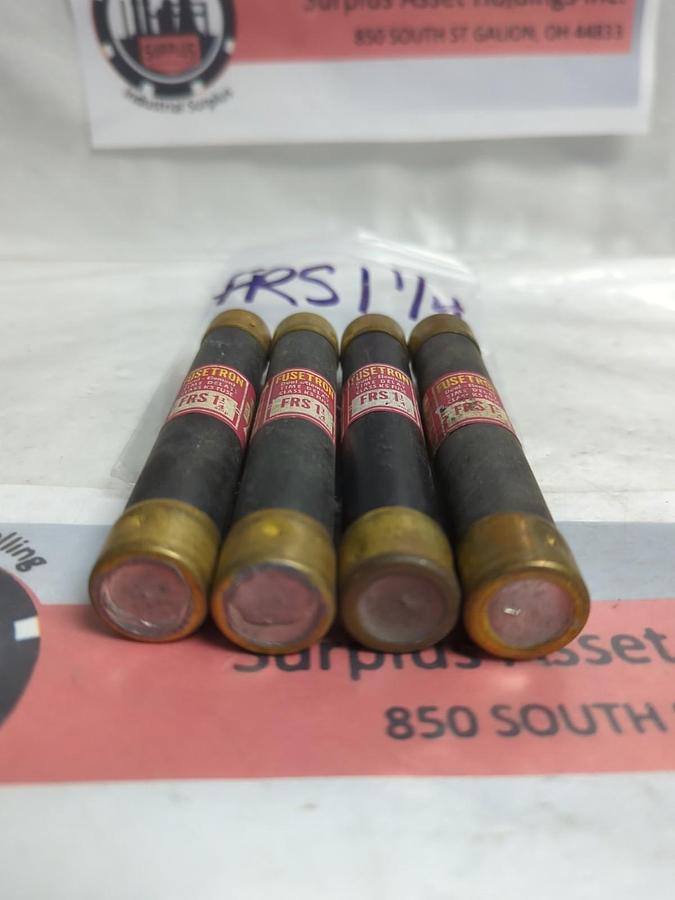 Used COOPER BUSSMANN,FRS-1-1/4,FUSETRON 1-1/4 AMP FUSE LOT OF 4 PRE-OWNED
