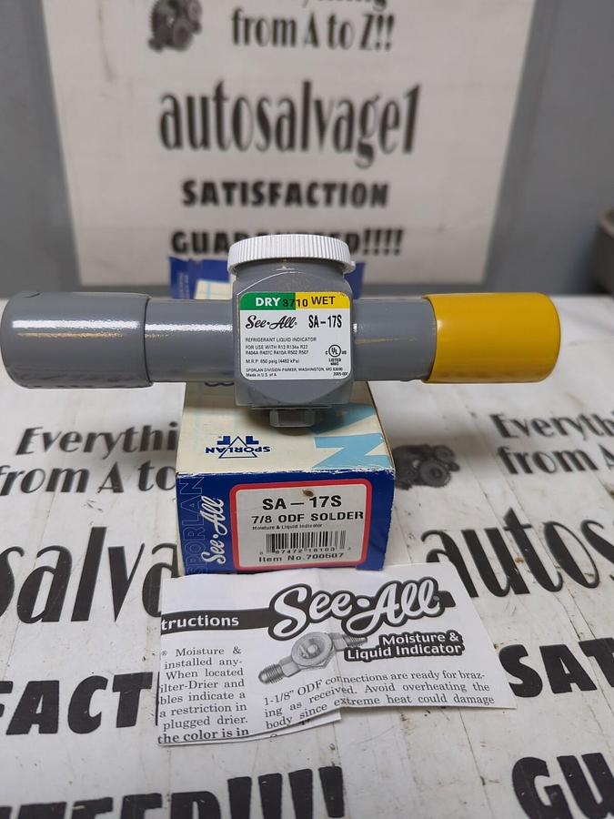 SPORLAN,SA-17S,MOISTURE & LIQUID INDICATOR 7/8 INCH ODF SOLDER NOS