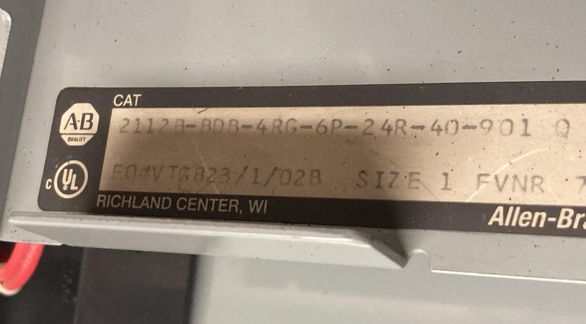 Used Allen-Bradley,2112B,12 Inch Size 1 Fused MCC Starter Bucket