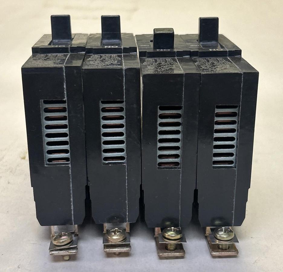 Used GENERAL ELECTRIC,TEY115,CIRCUIT BREAKER 15A 277V 1P LOT OF 4