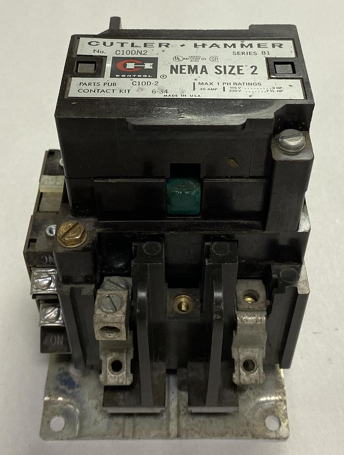 Used CUTLER HAMMER,C10DN2BB,CONTACTOR SIZE2 45AMP 220/240V