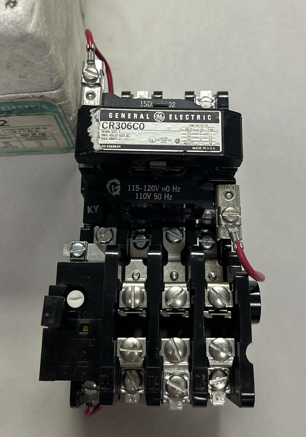 Used GENERAL ELECTRIC,CR306C002,MAGNETIC STARTER SIZE 1 27A 600V NEW