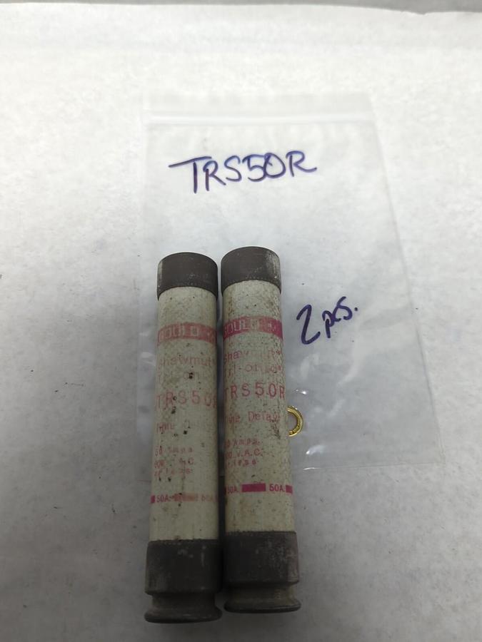 Used GOULD SHAWMUT,TRS50R,TRI-ONIC 50 AMP FUSE LOT OF 2 PRE-OWNED