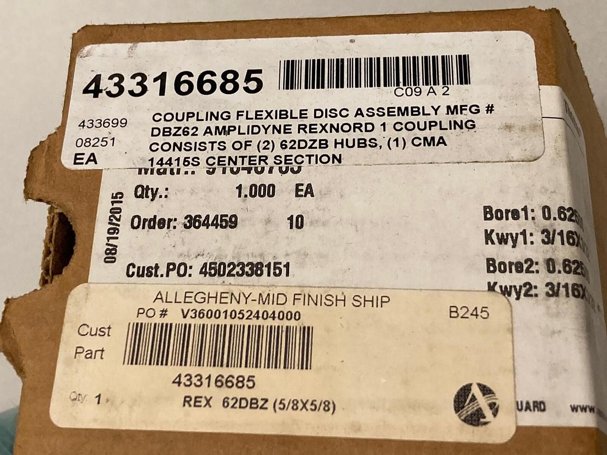 Used Rexnord,CMA DBZ 62,Coupling Assembly