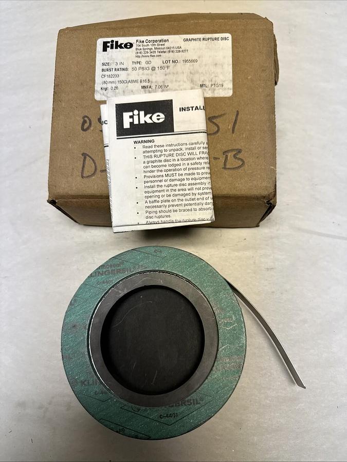 Used Fike,CF182233,3" Graphite Rupture Disk
