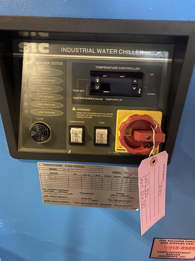 Used SHINI BUDZAR,BWA-WC-05-FCB-12,WATER CHILLER SIC-5W-U 4450W 460V