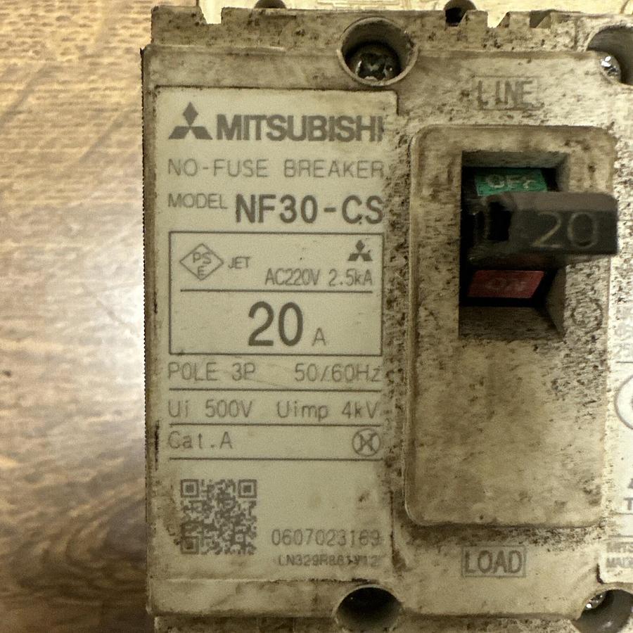 Used Mitsubishi,NF30-CS,20 Amp Circuit Breaker