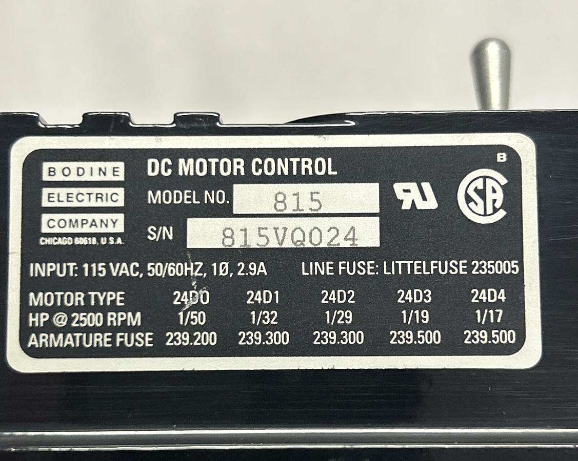 BODINE ELECTRIC,815,ADJUSTABLE SPEED/TORQUE CONTROL NOS