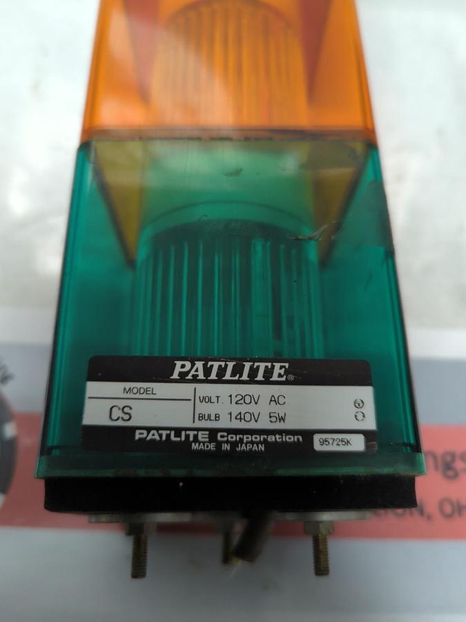 Used PATLITE,CS,SIGNAL LIGHT TOWER RED/AMBER/GREEN V-120VAC BULB-140V 5W PRE-OWNED
