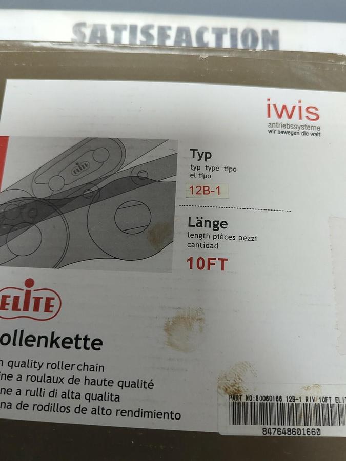 IWIS,12B-1,RIVETED ROLLER CHAIN 10FT NOS