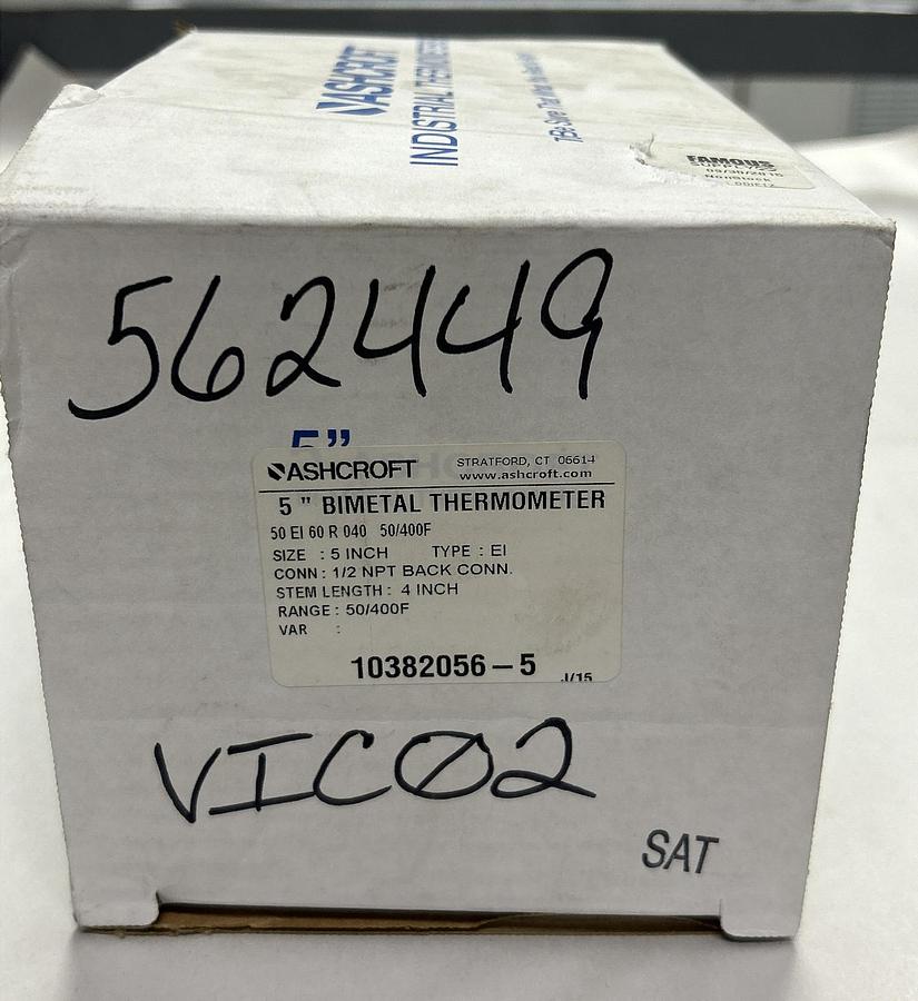 Used ASHCROFT,50-EI-60-R-040,BIMETAL THERMOMETER NEW