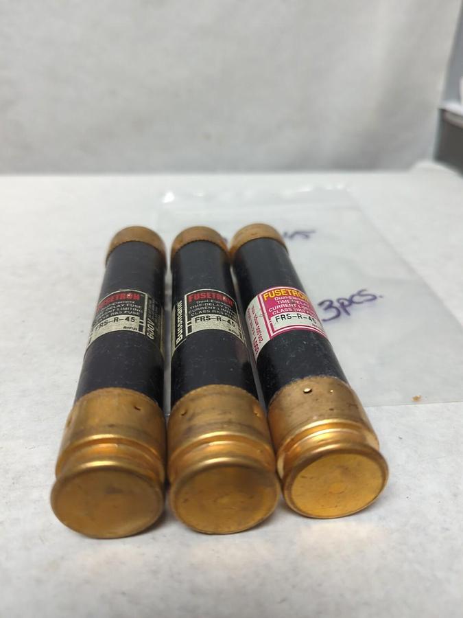 Used COOPER BUSSMANN,FRS-R-45,FUSETRON 45 AMP FUSE LOT OF 3 PRE-OWNED