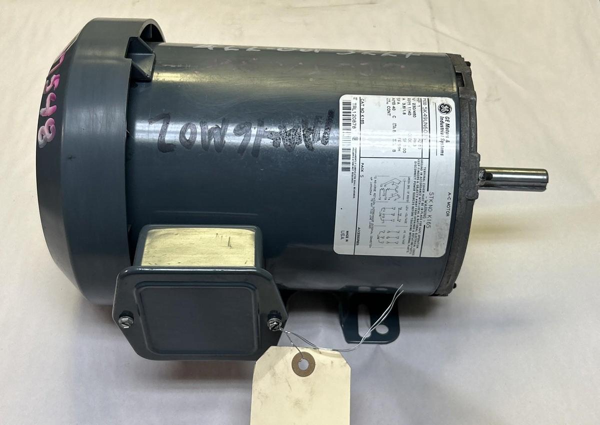 Used GENERAL ELECTRIC,5K49UN6085,AC MOTOR 1HP 1140RPM 230/460V 3PH 56H FRAME