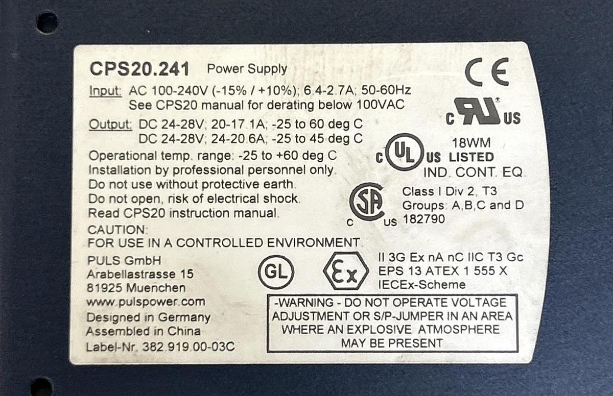 Used PULS DIMENSION,CPS20.241,POWER SUPPLY