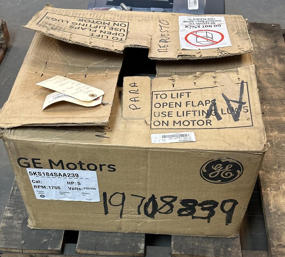GENERAL ELECTRIC,5KS184SAA239,MOTOR 5HP 1755RPM 230/460V 184TC FRAME NOS