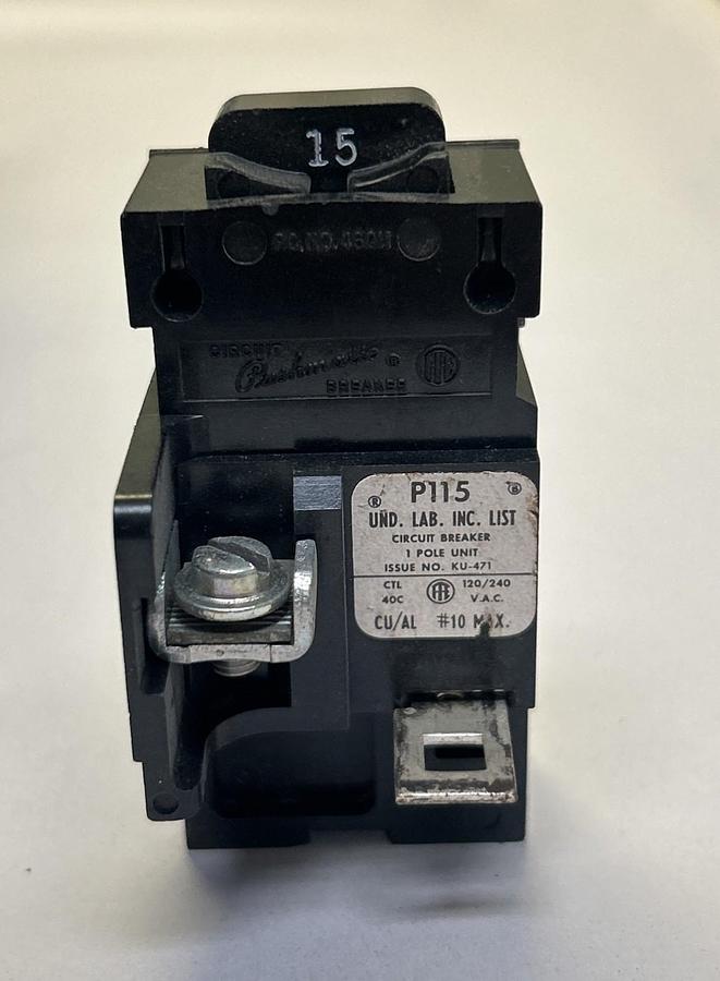 Used ITE,P115,PUSHMATIC CIRCUIT BREAKER 15A 120/240V 1P LOT OF 10