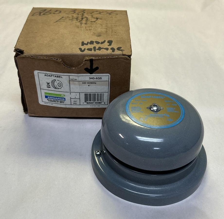 EDWARDS SIGNALING,340-4G5,VIBRATING BELL 24V 4INCH NOS