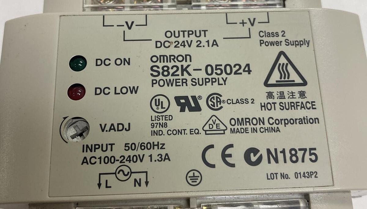 Used ORMON,S82K-05024,POWER SUPPLY 100 to 240VAC 1.3A