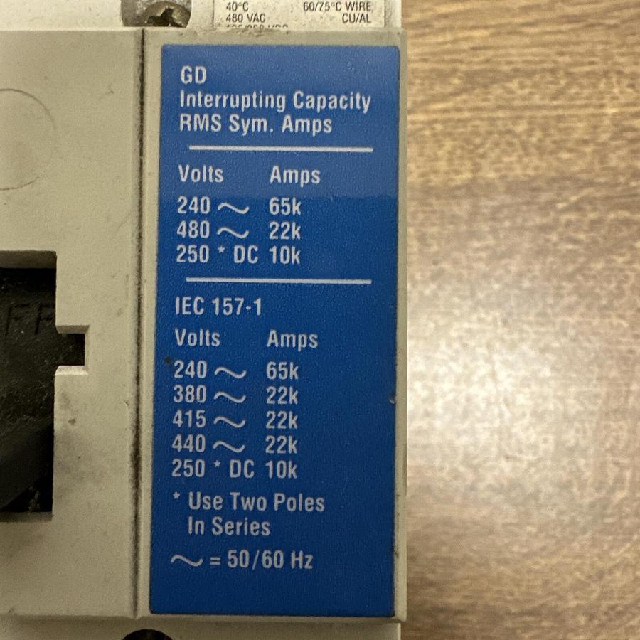 Used Cutler Hammer,GD-22K,20Amp Circuit Breaker