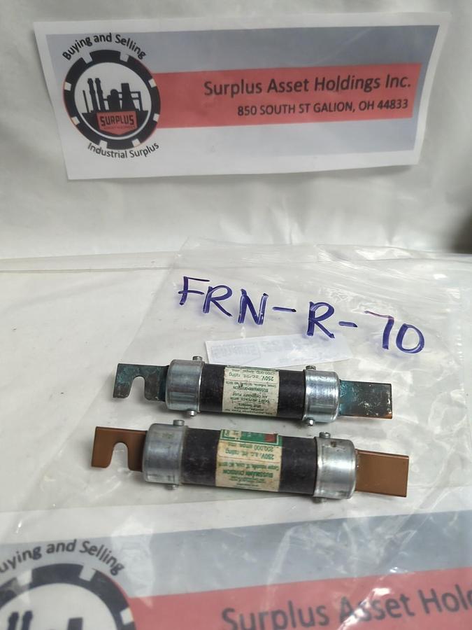 Used COOPER BUSSMANN,FRN-R-70,FUSETRON 70 AMP FUSE LOT OF 2 PRE-OWNED