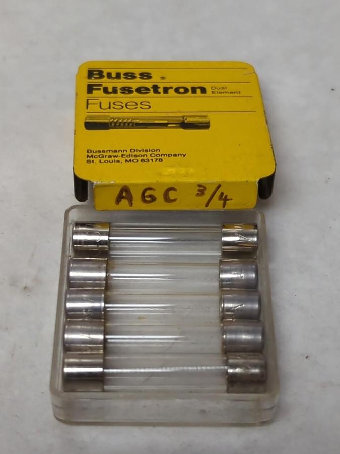 COOPER BUSSMANN,AGC-3/4A,DUAL ELEMENT 3/4 AMP PACK OF 5 NOS